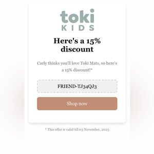 Toki Mat Referral Code - 15% off ! *item not for sale*